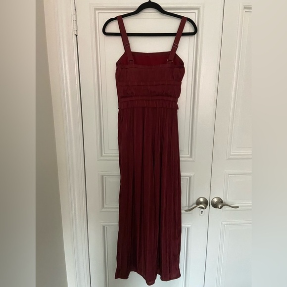 Anthropologie Current Air Red Silky Formal Wide Spaghetti Strap Jumpsuit XS - Picture 5 of 12